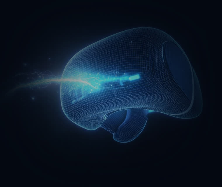 Wireframe concept of the NeurAixplorer™ headset