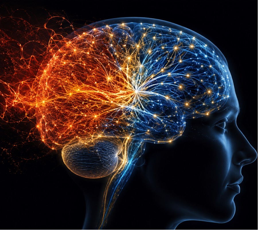 Editorial illustration of the brain and its connections